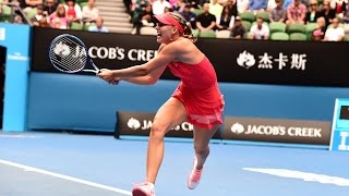 Eugenie Bouchard vs Maria Sharapova AMAZING POINT Australian Open 2015 [upl. by Yenhoj]