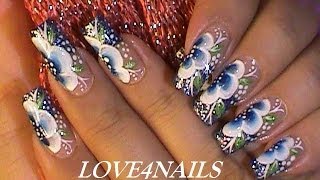 ♥ Arte De Uñas Delicado En Color Azul Con Brillos ♥ [upl. by Torrin583]