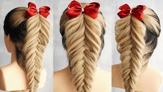 How To Fishtail French Braid Ponytail  Easy Braid Hairstyle For Beginners [upl. by Ailb]