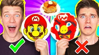 PANCAKE ART CHALLENGE 4 Learn How To Make Mario Odyssey Star Wars Jedi Nintendo Food DIY Pancake [upl. by Mairhpe]