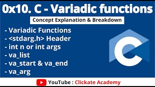 Variadic Functions in C Programming  0x10 C  Variadic functions [upl. by Melantha]