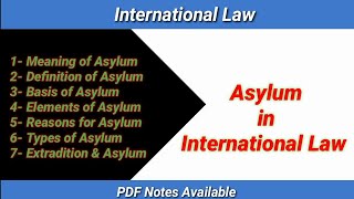 Asylum in International Law  Elements of Asylum  Types of Asylum [upl. by Nytsuj827]