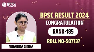 68th BPSC Topper Niharika Sinha  Mock Interview I Rank185  BPSC Wallah [upl. by Ecital]