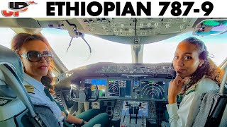 Ethiopian Boeing 787 Cockpit Across Africa quotGirl Powerquot [upl. by Esorlatsyrc]