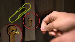 how to unlock a door with a paper clip and pencil [upl. by Ahcurb]