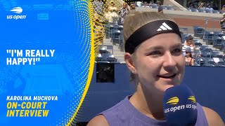 Karolina Muchova OnCourt Interview  2024 US Open Quarterfinal [upl. by Ibbed]