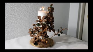 DIY Pine Cone Tutorial How To Make Pine Cone Flowers And Decorate Candleholder [upl. by Levana]