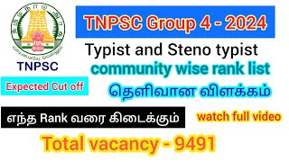 TNPSC Group 4 2024 Typist amp Steno Typist expected communal rank group4cutoff group42024 [upl. by Leanne]