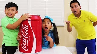 Wendy amp Liam Pretend Play w Giant Coke Toy to Johny Johny Kids Learning Song [upl. by Cuttler507]