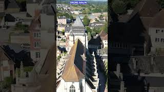 Vue aérienne en drone église PontlÉvêque Calvados Normandie shorts drone normandie patrimoine [upl. by Brad48]