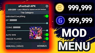 eFootball PES 2024 MOD MENU APK v92004  Unlimited Coins amp GP VIP Features Free Shopping  More [upl. by Perot157]