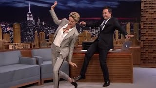 Shailene Woodley Goth DANCE Moves With Jimmy Fallon [upl. by Annaeiluj]