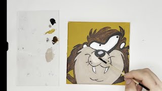 Painting Taz the Tasmanian Devil  Fun Cartoon Art Lesson [upl. by Philipa]