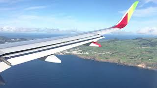 Landing at PONTA DELGADA Azores TAP PORTUGAL [upl. by Ahseiyk]