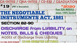 19  SECTION 8290  DISCHARGE FROM LIABILITY ON NOTES BILLS amp CHEQUES  NEGOTIABLE INSTRUMENTS ACT [upl. by Anitsrihc]