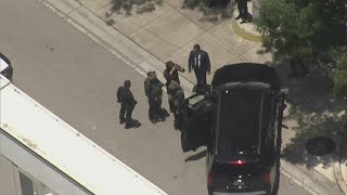 Donald Trump motorcade arrives at Miami court  AERIAL VIEW [upl. by Navanod]