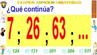 Examen Admisión a la Universidad Villareal Secuencias Numéricas Solucionario UNFV [upl. by Kabob799]