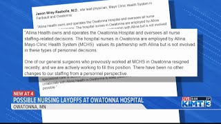 Possible nursing layoffs at Owatonna Hospital [upl. by Bonine]