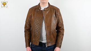 Goldtop Bobber Leather Motorcycle Jacket  Waxed Brown [upl. by Novj]