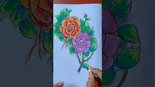 Beautiful art colour flower drawing artandcraft artmix drawing art [upl. by Aicelef]