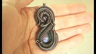 Heady Coiled Pendant 2 stonescabochons Wire Wrapping Tutorial Advanced [upl. by Lydnek]