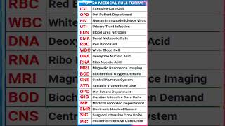 Very Importent Medical Full forms list Hospital realted Full forms  OPD ICU IPD CCU NICU PICU [upl. by Akcir903]