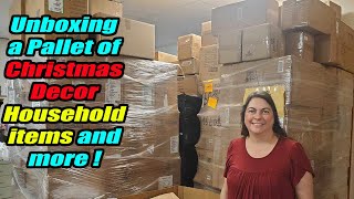 Unboxing a pallet of Christmas Decor Household items and more from Closeout companies [upl. by Imim377]