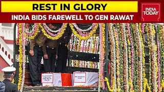 India Bids Farewell To CDS General Bipn Rawat Last Rites With Full Military Honours  Rest In Glory [upl. by Ahsilac905]