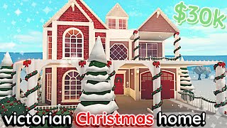 Victorian CHRISTMAS 30k Bloxburg House Build 2 Story Exterior Tutorial [upl. by Aneer]