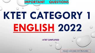 KTET CATEGORY 1 ENGLISH [upl. by Llessur]