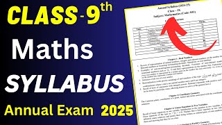 Class 9 Maths Syllabus 2025  Math Syllabus Class9 Annual Exam 2025  Delhi [upl. by Beichner]