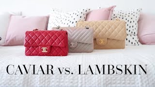 CHANEL LAMBSKIN vs CAVIAR LEATHER  BAG FAQS [upl. by Stew]