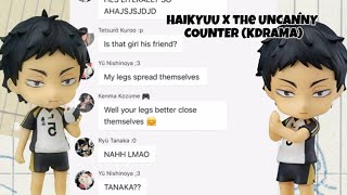 HAIKYUU X THE UNCANNY COUNTER ‼️  Bokuakakuroken  Kdrama  Haikyuu text  skit  au [upl. by Anwahsiek249]