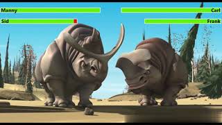 Ice Age 2002 Rhino Fight with healthbars 5K Subscriber Special Edited By Kobe W [upl. by Layor657]