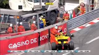 GP2 2016 Race 2 Circuit de Monaco Sean Gelael Crash [upl. by Tisha192]