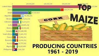 WORLDS LARGEST MAIZE PRODUCING COUNTRIES  19612019 [upl. by Adnoryt804]