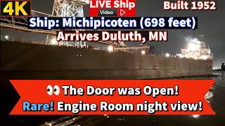 ⚓️Rare Engine Room night view Ship Michipicoten arrives Duluth MN [upl. by Nohj]