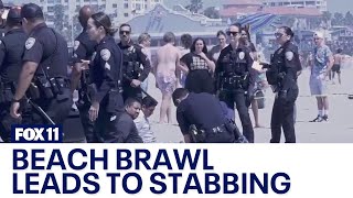 Santa Monica Pier brawl ends with 1 stabbing 5 arrests [upl. by Knowle]