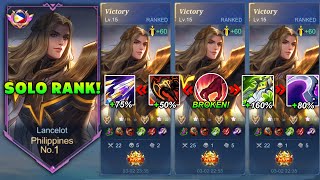 LANCELOT BEST FULL DAMAGE BUILD FOR SOLO RANKED GAME 2024 AUTO WINSTREAKMobile legends [upl. by Anida691]