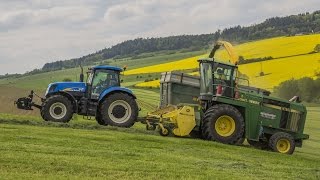 Senáže 2016  John Deere 6810 on the hill  New Holladt T7050 pure engine sound [upl. by Gambell223]