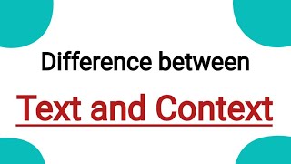 Difference between Text and Context  Text vs Context  Discourse Studies learnenglishliterature [upl. by Aivartal979]