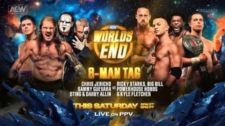 AEW worlds end Le Sex Gods Sting Darby Allin vs Big Bill Ricky Starks and the Don Callis family [upl. by Savior]