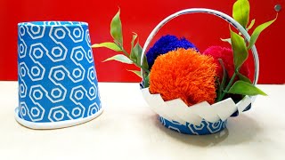 DIY Paper Cup Basket Making Idea Flower Basket design Trick [upl. by Saravat]