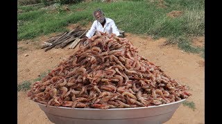 Huge PRAWN MASALA Prepared by My DADDY ARUMUGAM  Village food factory [upl. by Sauers]