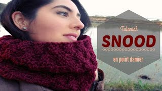 TRICOTER UN SNOOD FACILE EN POINT DAMIER [upl. by Aerdma]