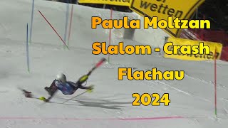 Crash by Paula Moltzan  Flachau  Slalom  2024 [upl. by Anihpled631]