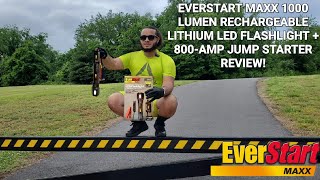 EverStart Max 1000 Lumen Rechargeable Lithium LED Flashlight  800Amp Jump Starter Review [upl. by Fitzpatrick]