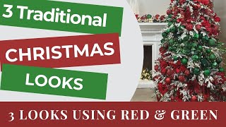 How to create 3 Stunning Christmas Tree looks with Red and Green decorations only [upl. by Kohl]