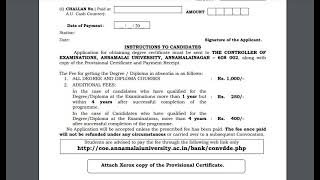 ANNAMALAI UNIVERSITY CONVOCATION APPLICATION FORM WITH INSTRUCTIONS [upl. by Shiller]