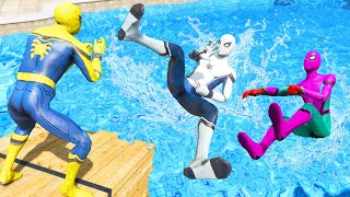 GTA 5 Water Ragdolls Rainbow Spiderman JumpsFails Euphoria Physics  Funny Moments [upl. by Aihceyt]